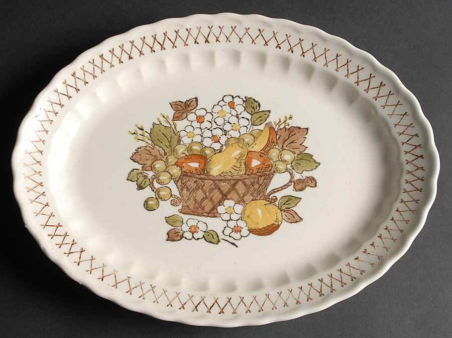 Fruit Basket 12" Oval Serving Platter by Metlox - Poppytrail - Vernon-1