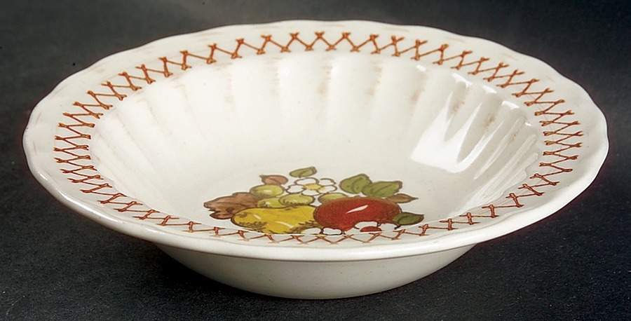 Fruit Basket Rim Fruit/Dessert (Sauce) Bowl by Metlox - Poppytrail - Vernon-1