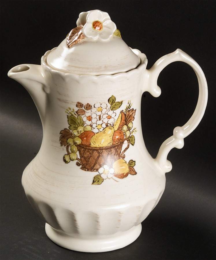 Fruit Basket Coffee Pot & Lid by Metlox - Poppytrail - Vernon-1