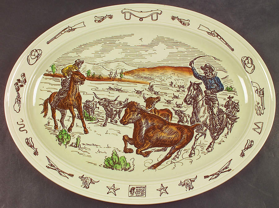Frontier Days 16" Oval Serving Platter by Metlox - Poppytrail - Vernon-1