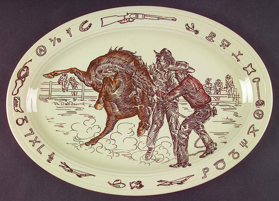 Frontier Days 12" Oval Serving Platter by Metlox - Poppytrail - Vernon-1
