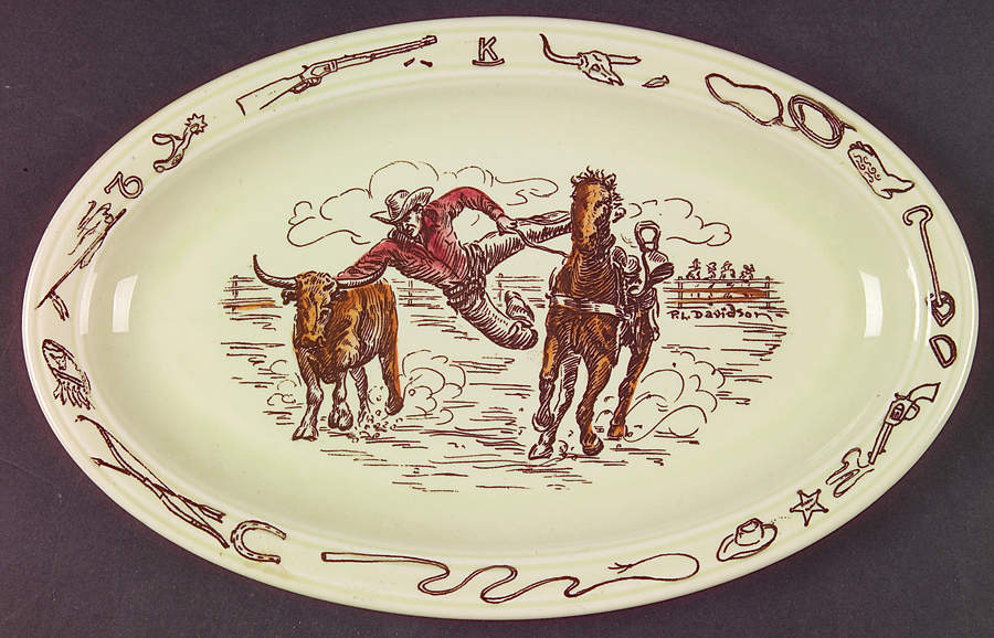 Frontier Days 10" Oval Serving Platter by Metlox - Poppytrail - Vernon-1