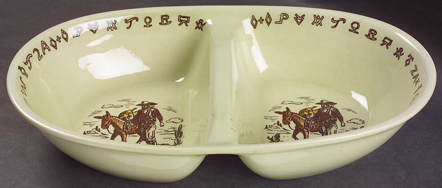 Frontier Days 11" Oval Divided Vegetable Bowl by Metlox - Poppytrail - Vernon-1