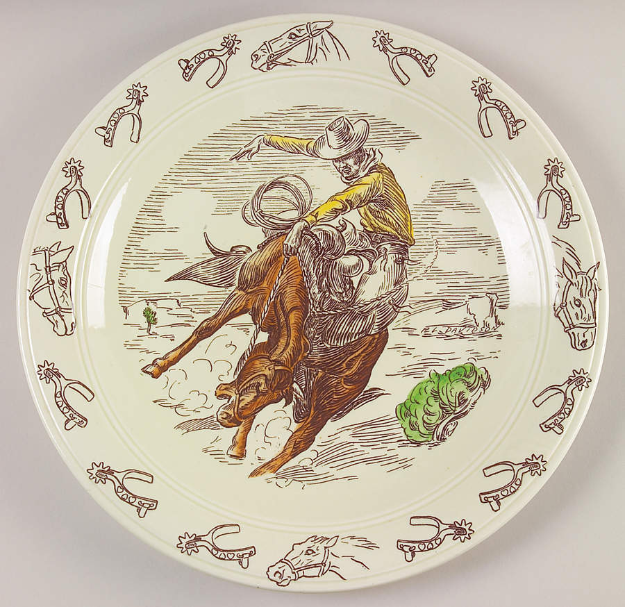 Frontier Days 12" Chop Plate (Round Platter) by Metlox - Poppytrail - Vernon-1
