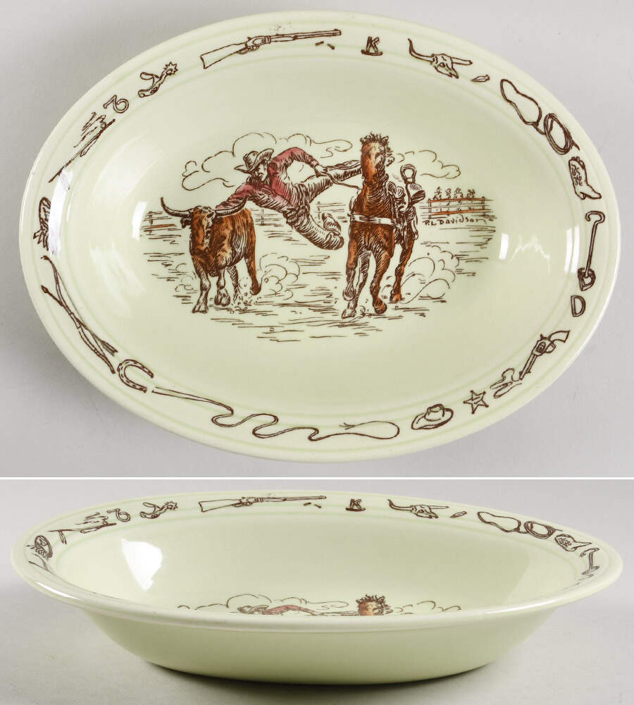 Frontier Days 9" Oval Vegetable Bowl by Metlox - Poppytrail - Vernon-1