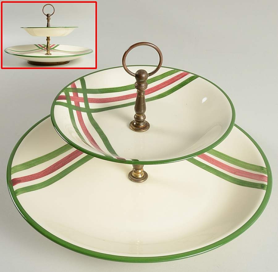 Gayety 2 Tiered Serving Tray (Chop Plate & Coupe Soup) by Metlox - Poppytrail - Vernon-1