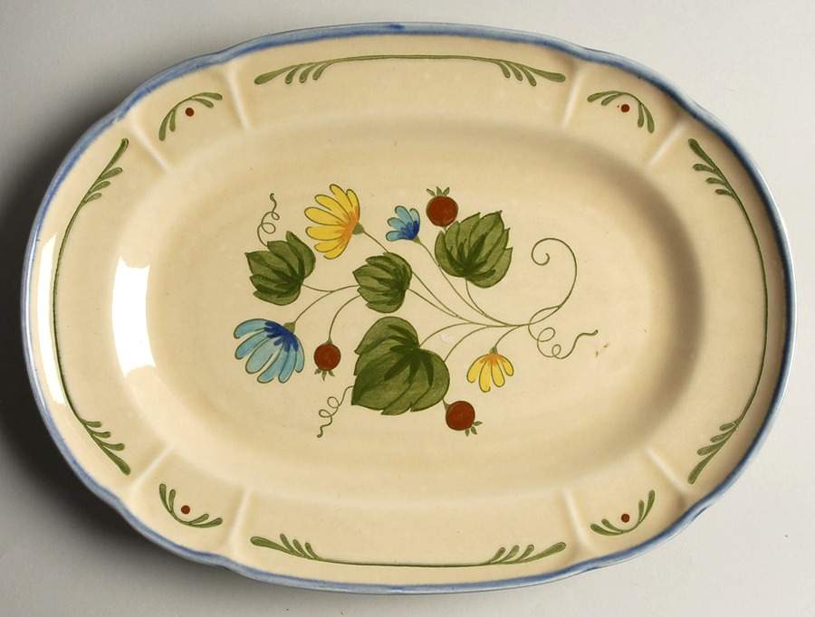 Gigi 13" Oval Serving Platter by Metlox - Poppytrail - Vernon-1