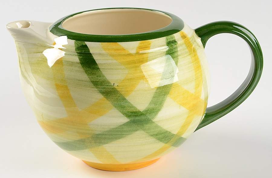 Gingham Green Teapot No Lid by Metlox - Poppytrail - Vernon-1