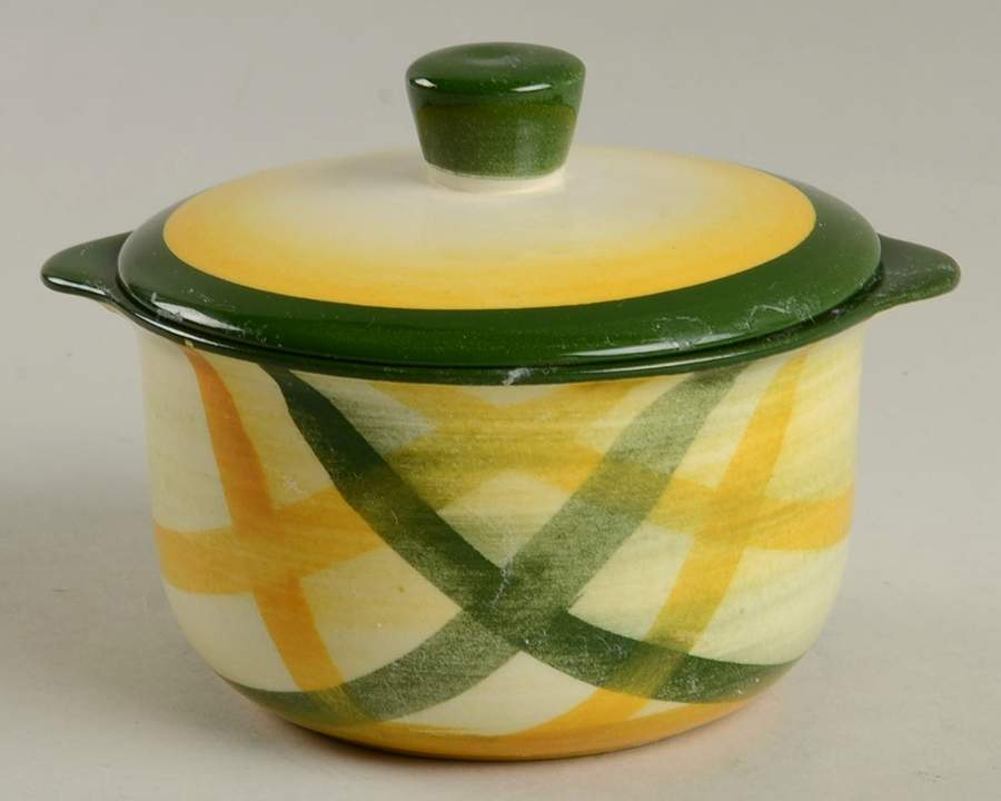 Gingham Green Individual Casserole & Lid by Metlox - Poppytrail - Vernon-1