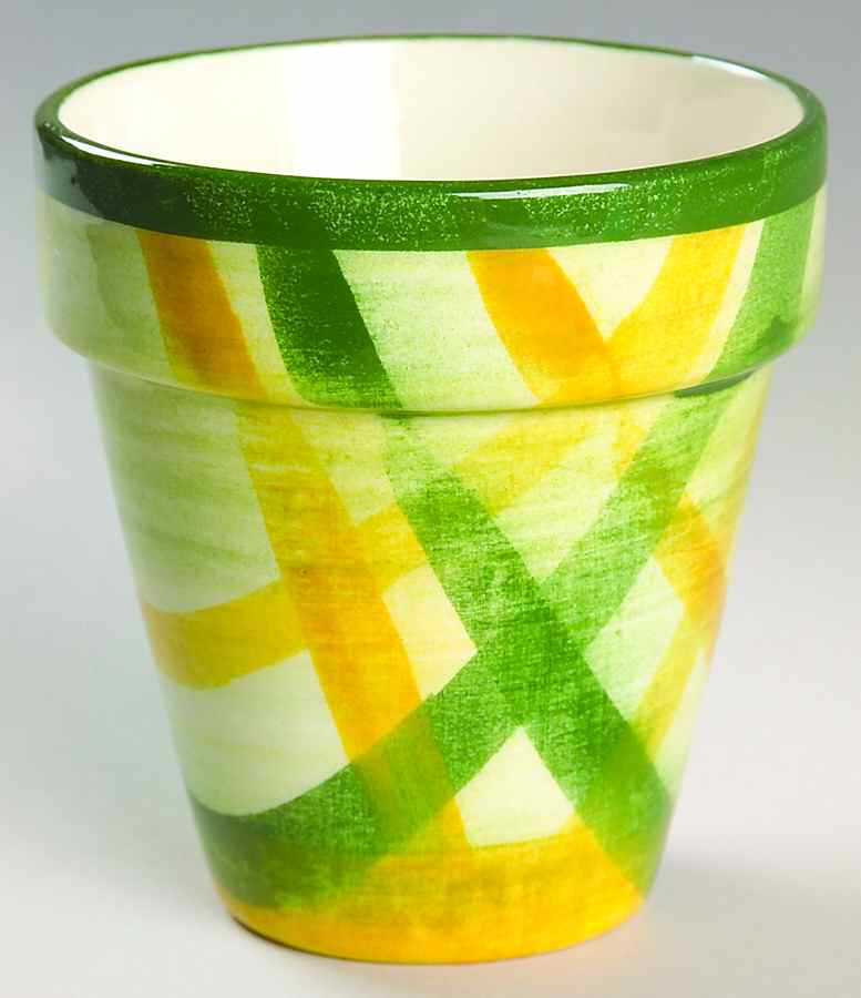Gingham Green 3" Flower Pot by Metlox - Poppytrail - Vernon-1