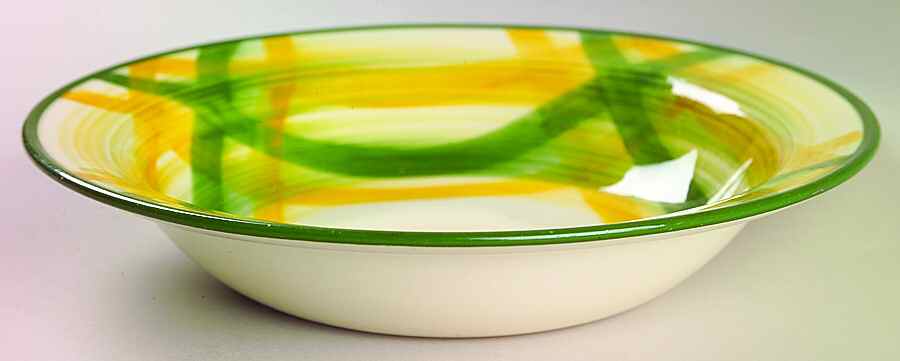 Gingham Green Rim Soup Bowl by Metlox - Poppytrail - Vernon-1