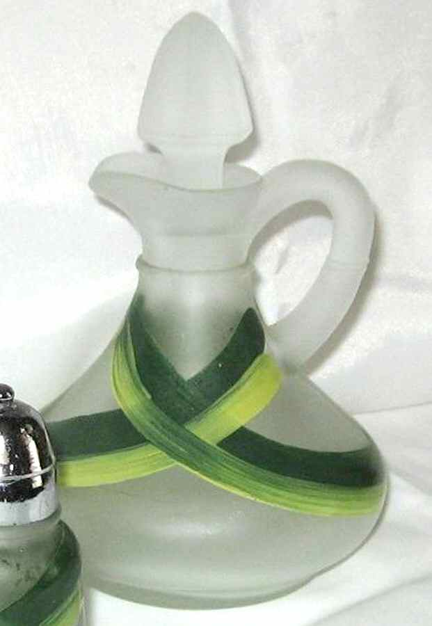 Gingham Green Glassware Cruet with Stopper by Metlox - Poppytrail - Vernon-1