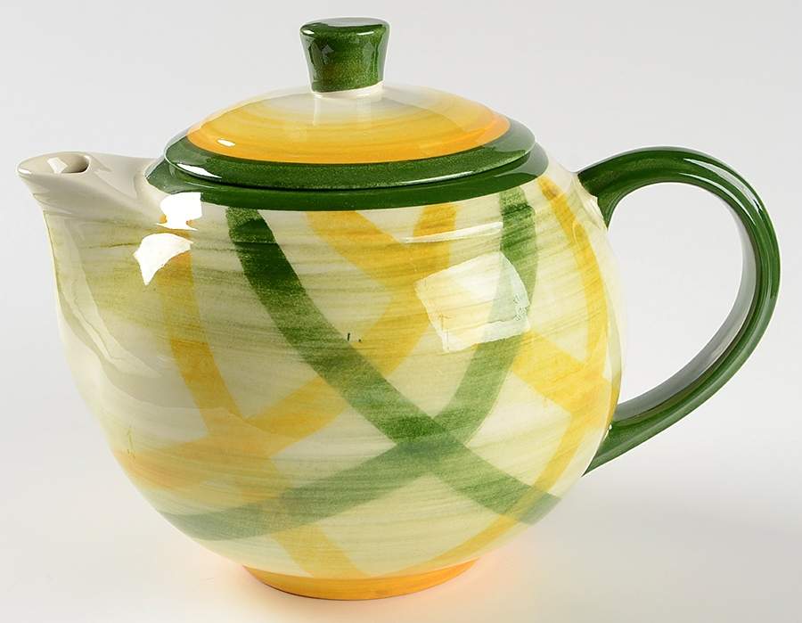 Gingham Green Teapot & Lid by Metlox - Poppytrail - Vernon-1