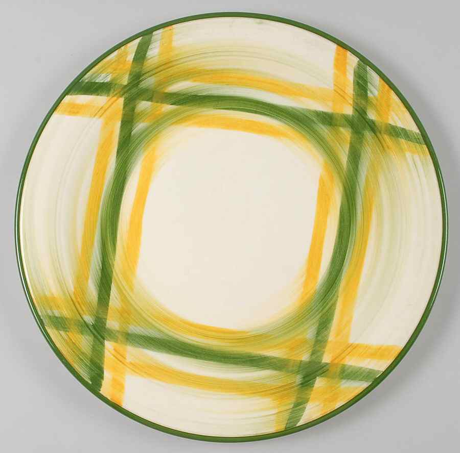 Gingham Green 13" Chop Plate (Round Platter) by Metlox - Poppytrail - Vernon-1