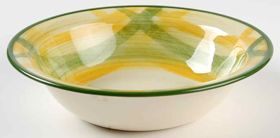 Gingham Green Rim Cereal Bowl by Metlox - Poppytrail - Vernon-1
