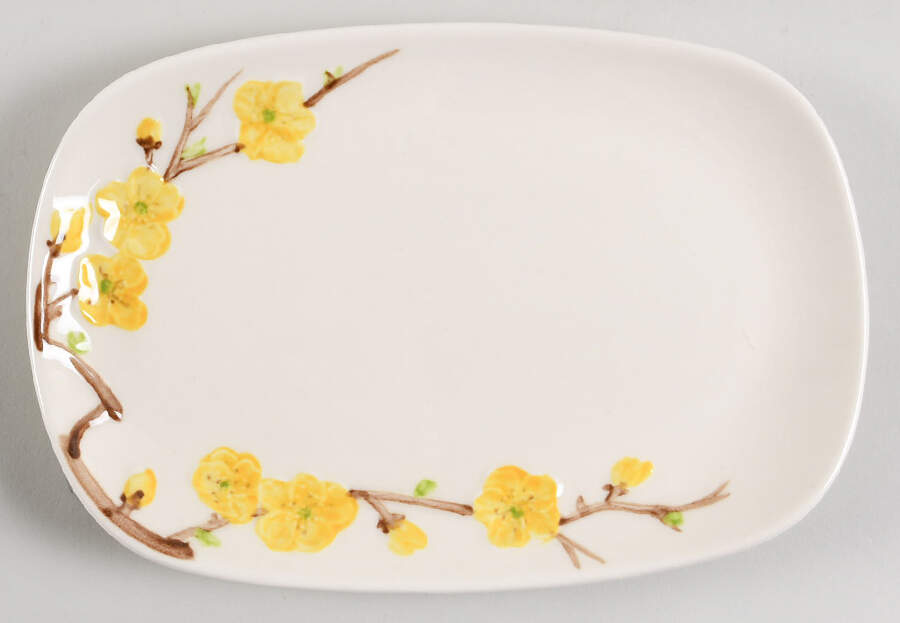 Golden Blossom 9" Oval Serving Platter by Metlox - Poppytrail - Vernon-1