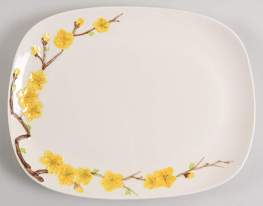 Golden Blossom 13" Oval Serving Platter by Metlox - Poppytrail - Vernon-1