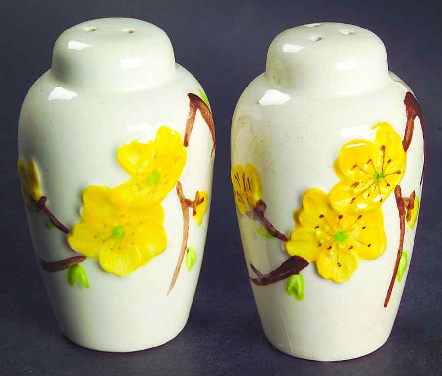 Golden Blossom Salt & Pepper Set by Metlox - Poppytrail - Vernon-1