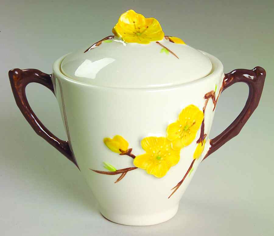 Golden Blossom Sugar Bowl & Lid by Metlox - Poppytrail - Vernon-1