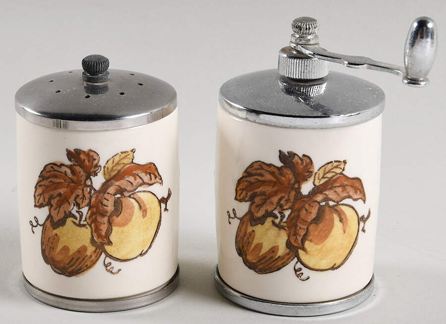 Golden Fruit Salt Mill & Pepper Mill Set by Metlox - Poppytrail - Vernon-1