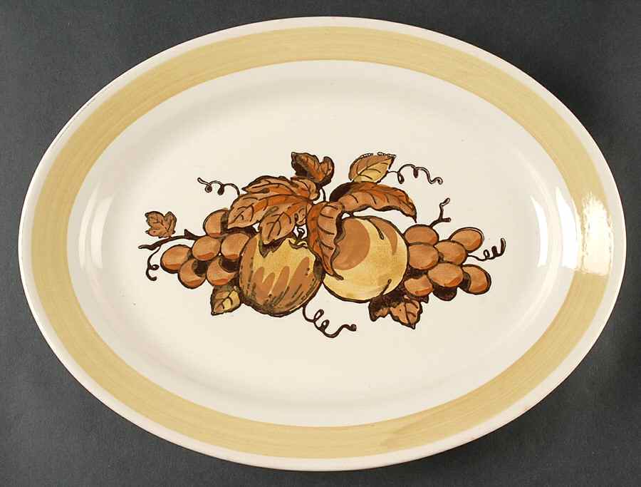Golden Fruit 13" Oval Serving Platter by Metlox - Poppytrail - Vernon-1