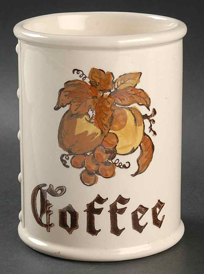 Golden Fruit Coffee Canister No Wood Lid by Metlox - Poppytrail - Vernon-1