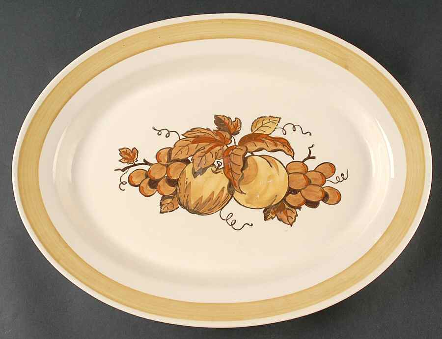 Golden Fruit 16" Oval Serving Platter by Metlox - Poppytrail - Vernon-1