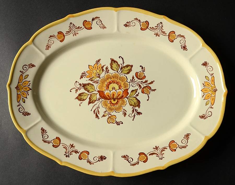 Golden Garden 14" Oval Serving Platter by Metlox - Poppytrail - Vernon-1