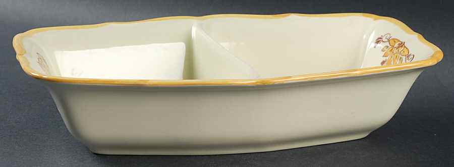 Golden Garden Rectangular Divided Vegetable Bowl by Metlox - Poppytrail - Vernon-1