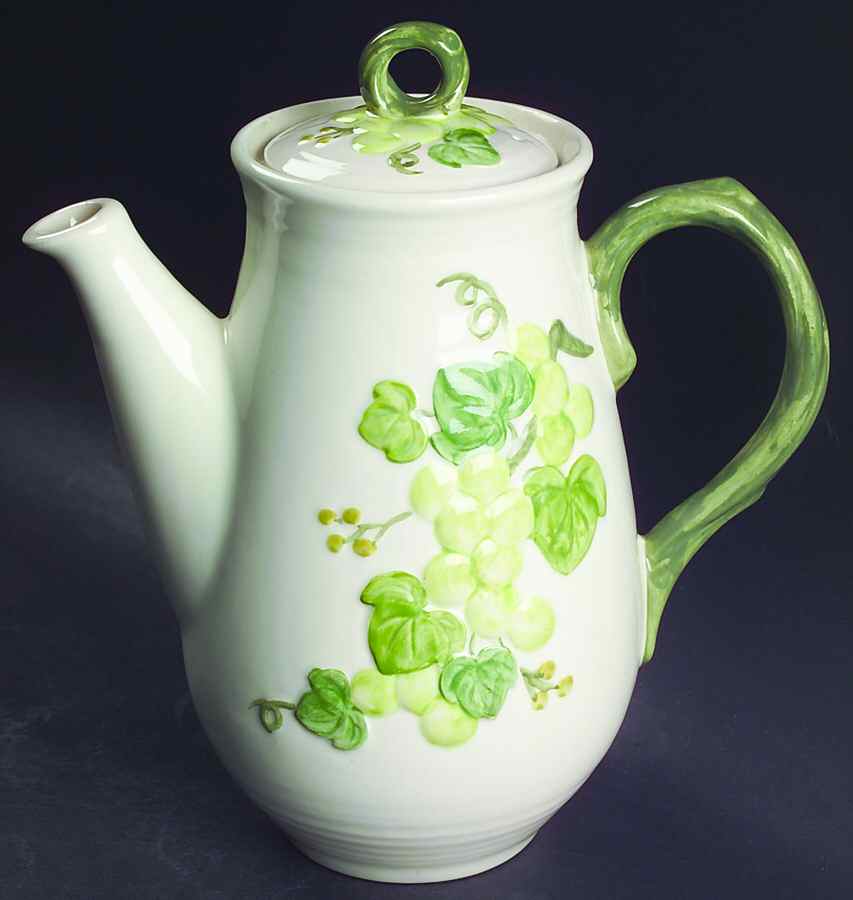 Grape Arbor Green Coffee Pot & Lid by Metlox - Poppytrail - Vernon-1