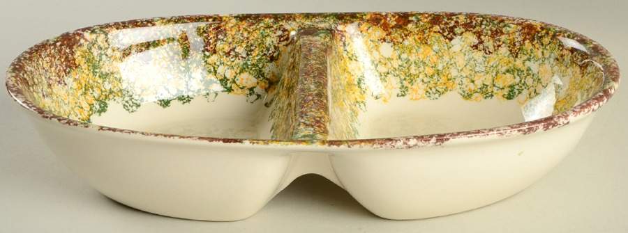 Hawaiian Coral 11" Oval Divided Vegetable Bowl by Metlox - Poppytrail - Vernon-1