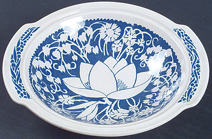 Hawaiian Flowers Blue Lugged Chowder Bowl by Metlox - Poppytrail - Vernon-1
