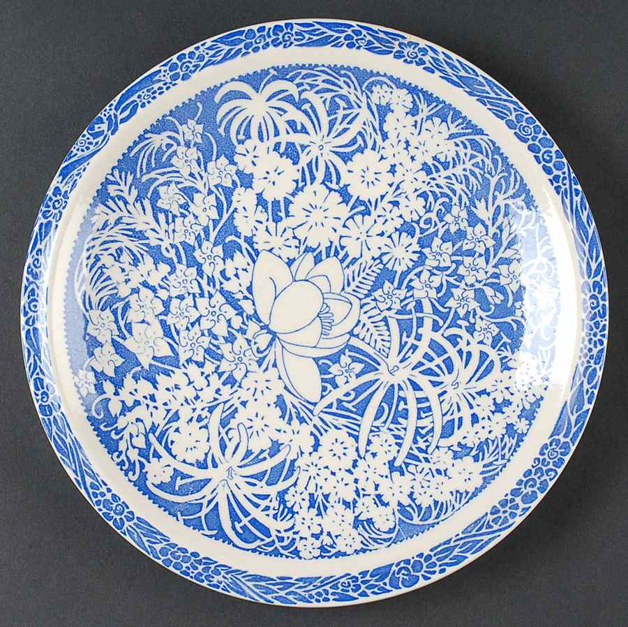 Hawaiian Flowers Blue Large Luncheon Plate by Metlox - Poppytrail - Vernon-1