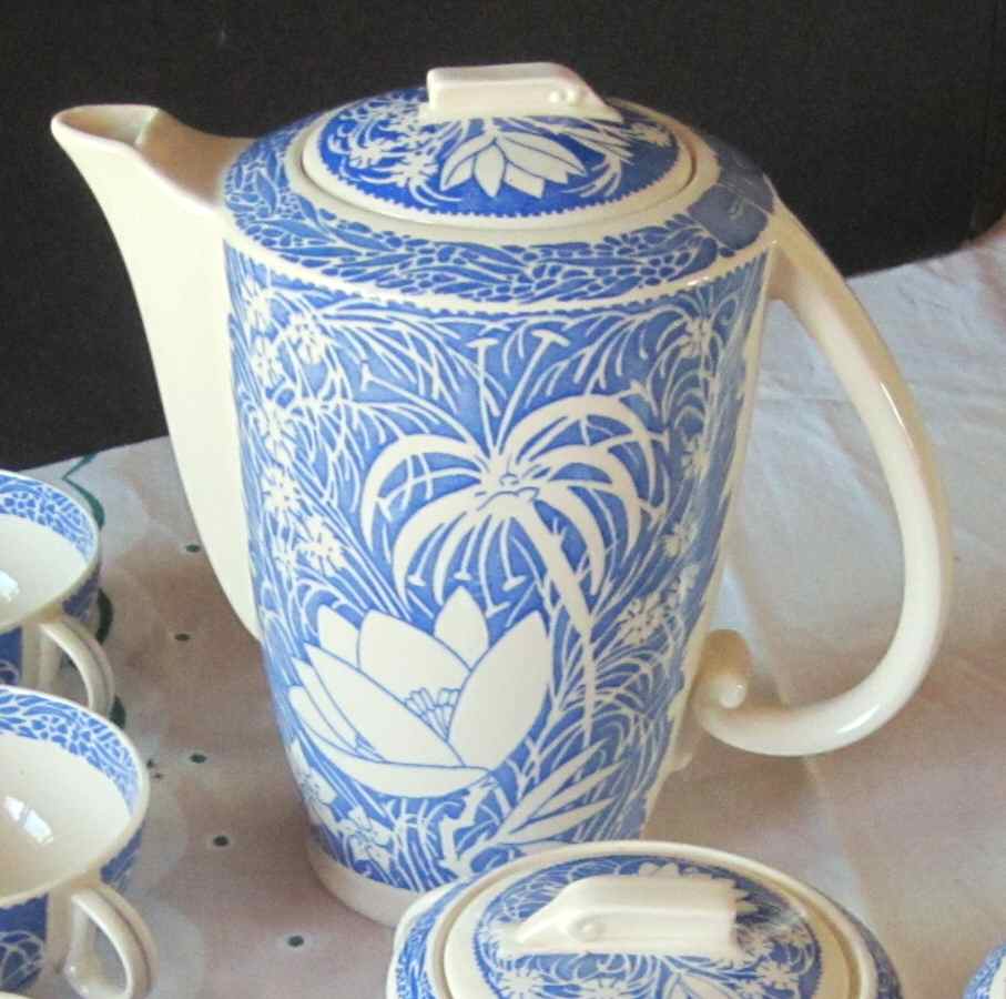 Hawaiian Flowers Blue Coffee Pot & Lid by Metlox - Poppytrail - Vernon-1