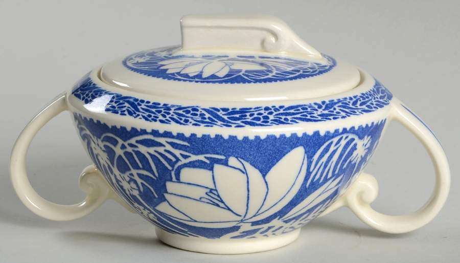 Hawaiian Flowers Blue Sugar Bowl & Lid by Metlox - Poppytrail - Vernon-1