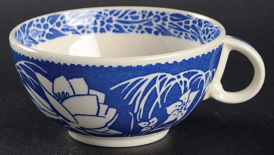 Hawaiian Flowers Blue Flat Cup by Metlox - Poppytrail - Vernon-1