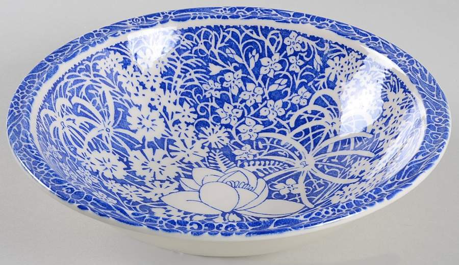 Hawaiian Flowers Blue 9" Round Vegetable Bowl by Metlox - Poppytrail - Vernon-1