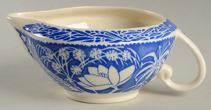Hawaiian Flowers Blue Open Sauce Boat by Metlox - Poppytrail - Vernon-1