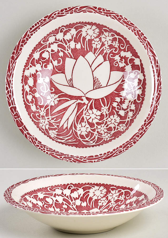 Hawaiian Flowers Maroon Rim Cereal Bowl by Metlox - Poppytrail - Vernon-1