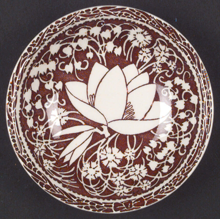 Hawaiian Flowers Maroon Rim Fruit/Dessert (Sauce) Bowl by Metlox - Poppytrail - Vernon-1