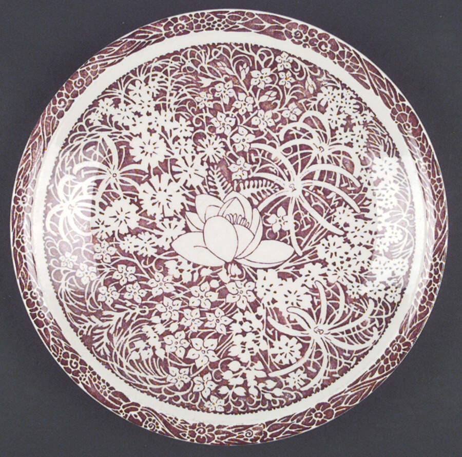 Hawaiian Flowers Maroon Dinner Plate by Metlox - Poppytrail - Vernon-1