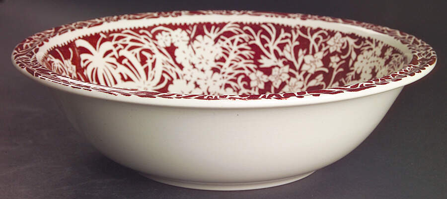Hawaiian Flowers Maroon 11" Large Salad Serving Bowl by Metlox - Poppytrail - Vernon-1
