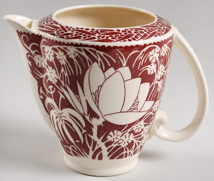 Hawaiian Flowers Maroon Mini Coffee Pot No Lid by Metlox - Poppytrail - Vernon-1