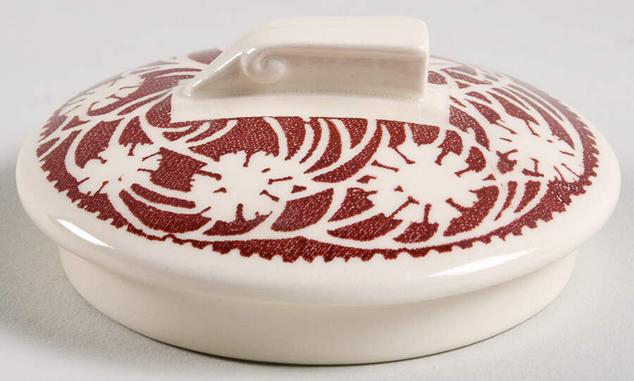 Hawaiian Flowers Maroon Lid for Mini Coffee Pot by Metlox - Poppytrail - Vernon-1