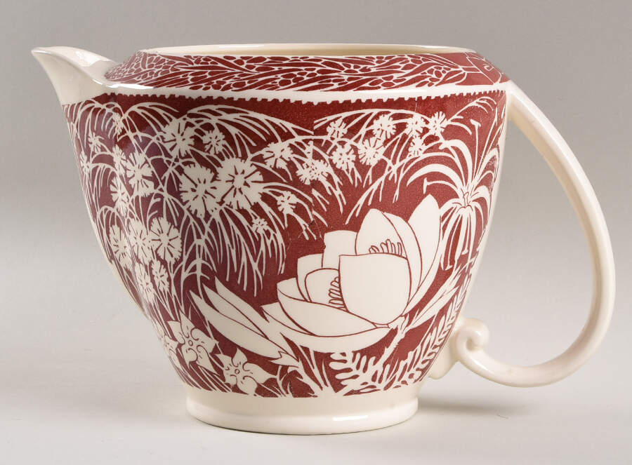 Hawaiian Flowers Maroon 64 Oz Ultra Shpe Pitcher, No Lid by Metlox - Poppytrail - Vernon-1