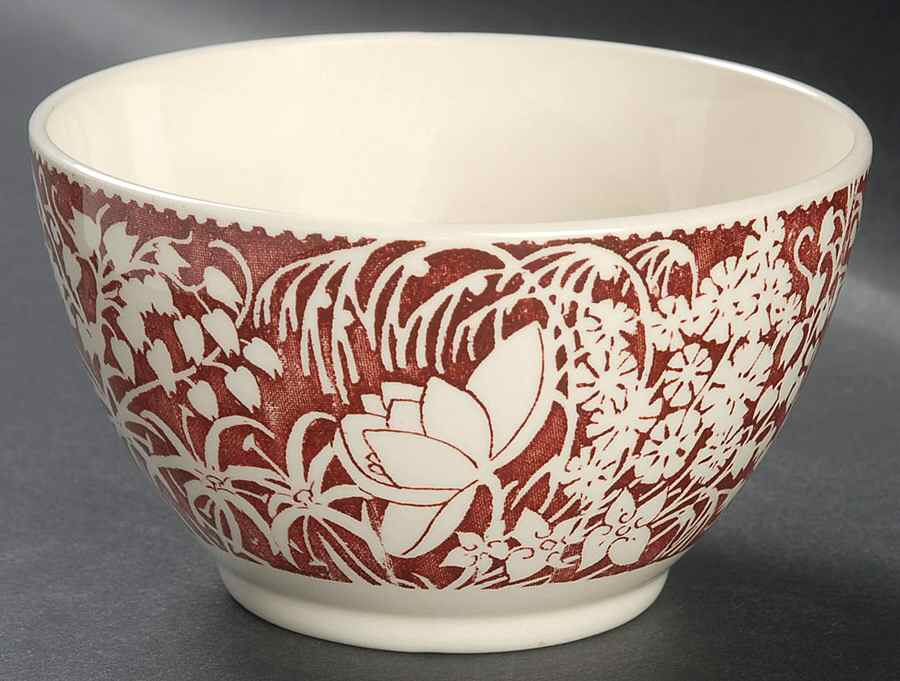 Hawaiian Flowers Maroon 5" Mixing Bowl by Metlox - Poppytrail - Vernon-1