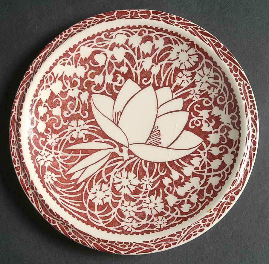 Hawaiian Flowers Maroon Bread & Butter Plate by Metlox - Poppytrail - Vernon-1