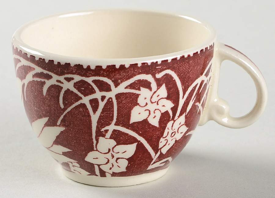 Hawaiian Flowers Maroon Flat Demitasse Cup by Metlox - Poppytrail - Vernon-1