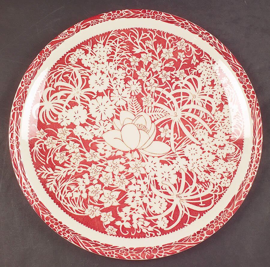 Hawaiian Flowers Pink 12" Chop Plate (Round Platter) by Metlox - Poppytrail - Vernon-1