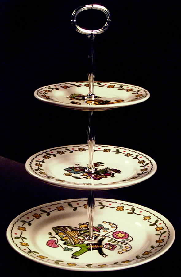 Happy Time 13 7/8"-14 1/4" 3-Tiered Serving Tray(DP,SP,BB) HC by Metlox - Poppytrail - Vernon-1
